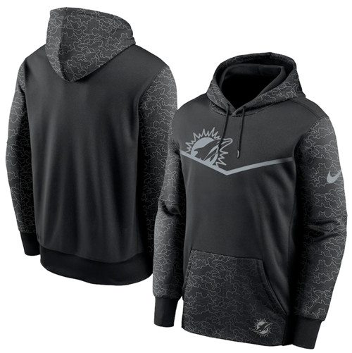 Men's Miami Dolphins Black Reflective Therma Hoodie